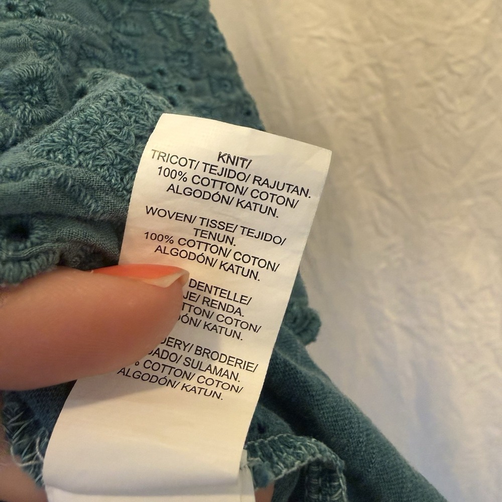 Lucky Brand Women's Sleeveless Top Size Small Crochet Boho Teal Cotton Indie - Picture 7 of 10